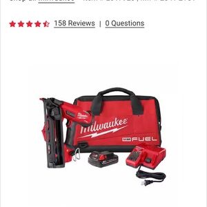 Milwaukee Red Cordless 16ga finish Nail Gun Kit